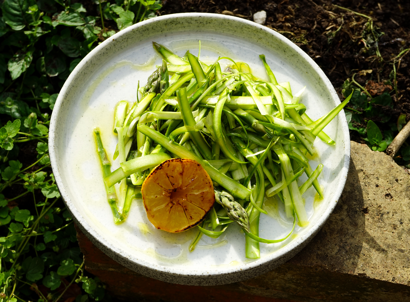 Shaved asparagus salad with pangrattato
