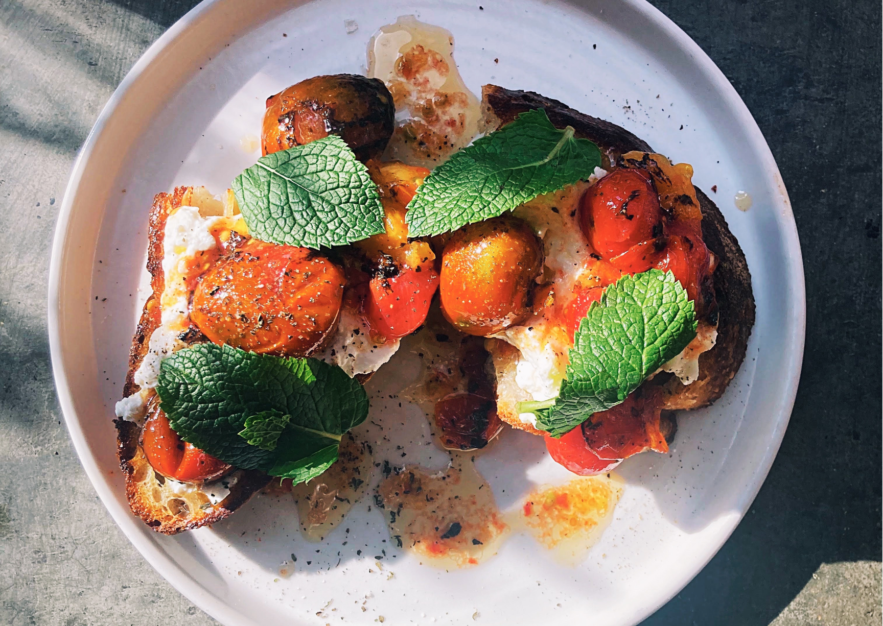 Summer tomatoes & ricotta on sourdough