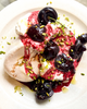 Cherry pavlova with olive oil
