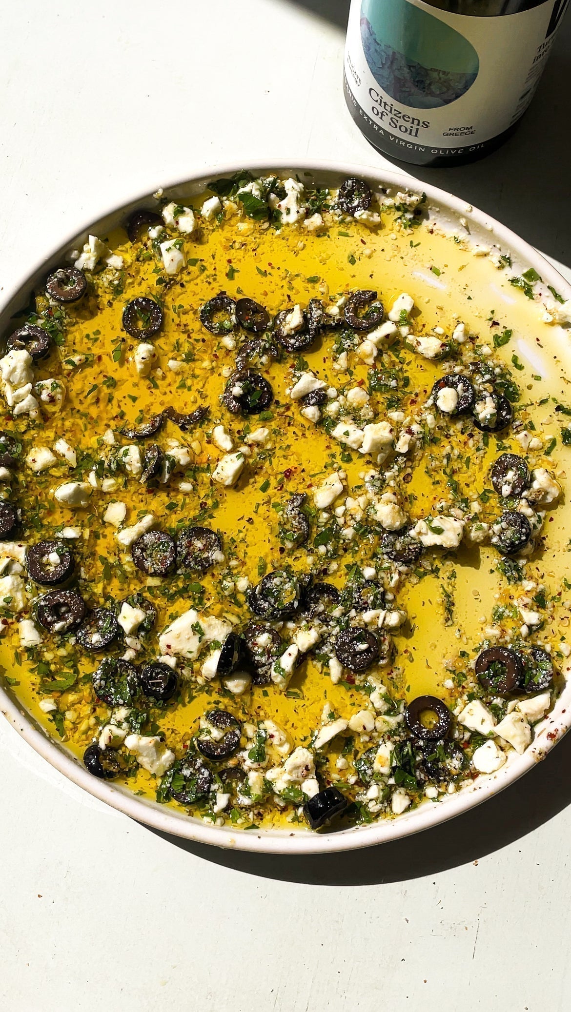 Greek loaded olive oil dip