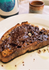 Chocolate and olive oil on toast