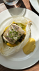 Hake and spring greens with EVOO aioli.