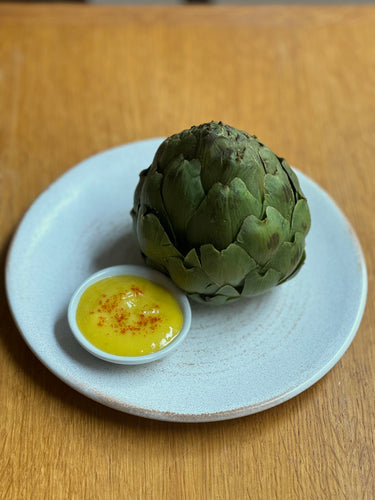 Artichoke with aioli dip