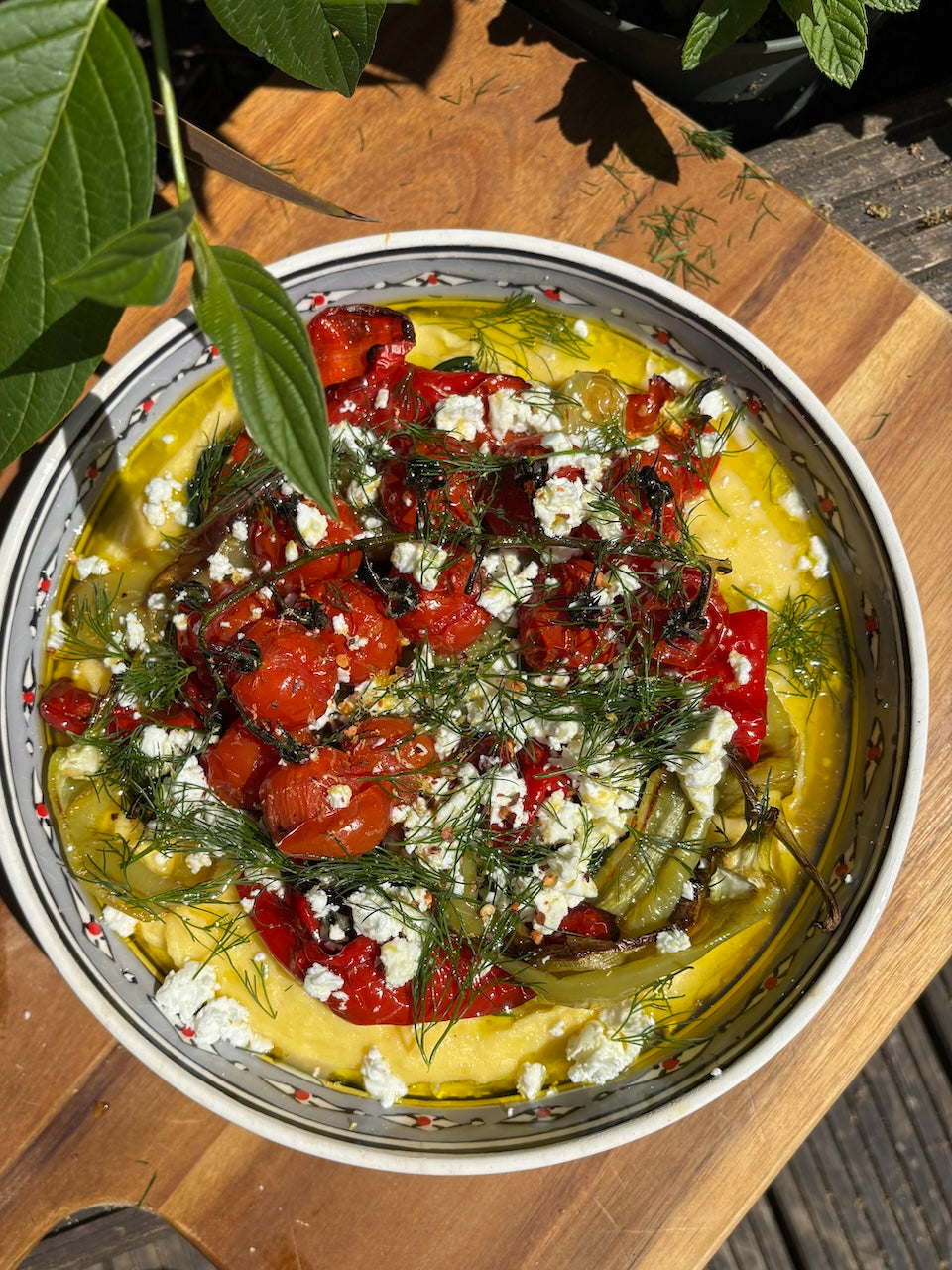 Layered tomato and pepper polenta platter