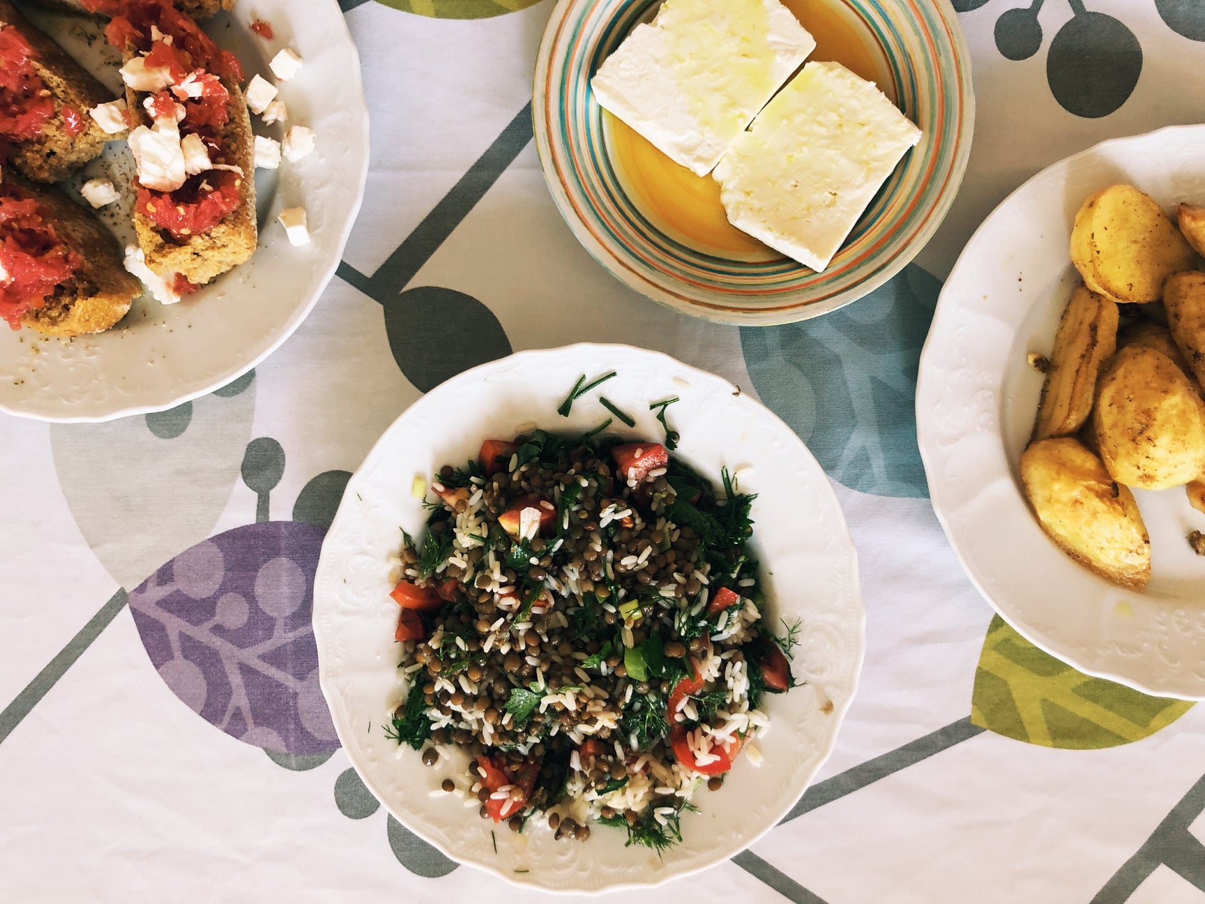 Hearty lentil and rice salad with herbs—made by our farmer