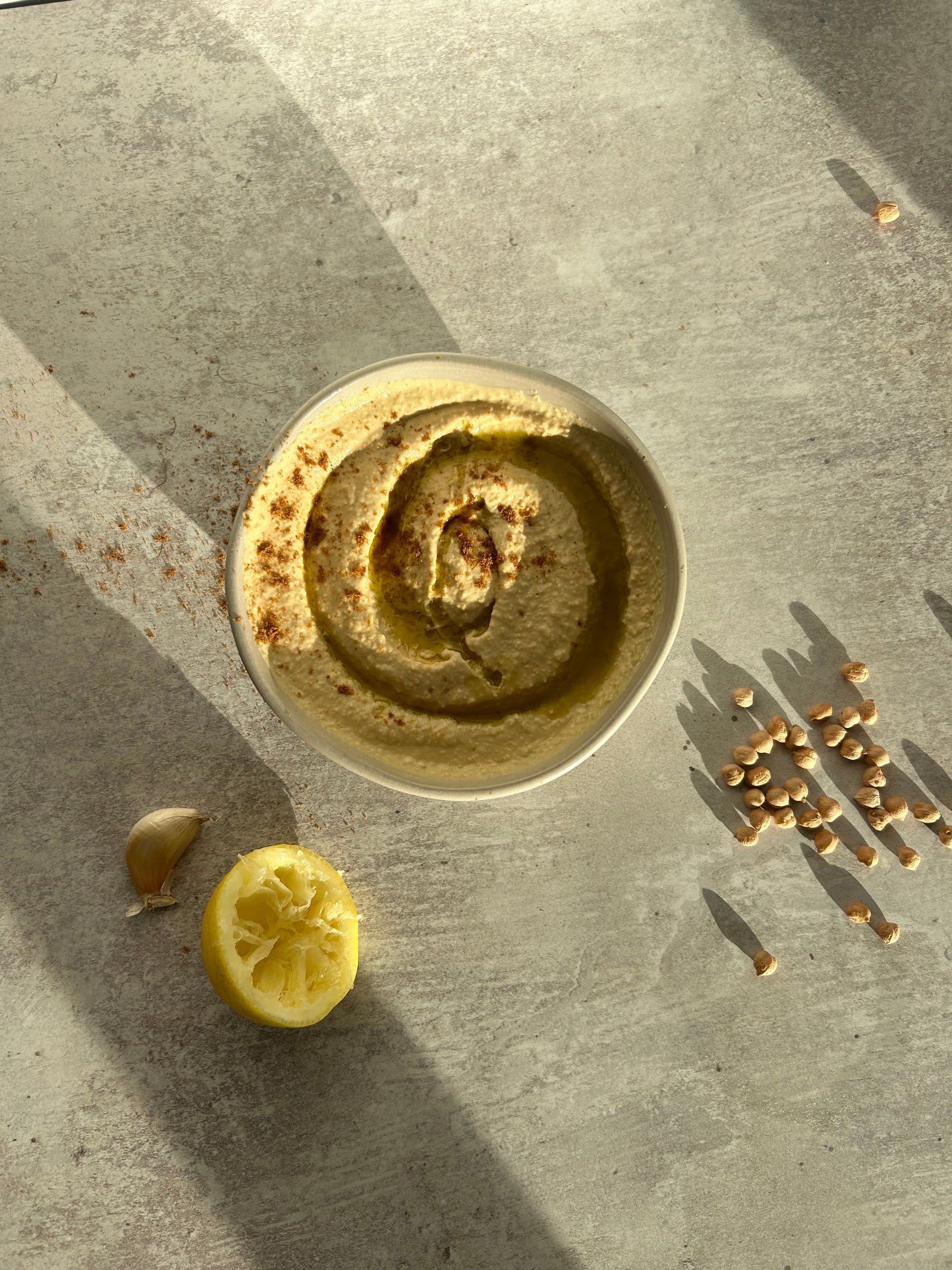 Hummus from leftover greens with extra virgin olive oil