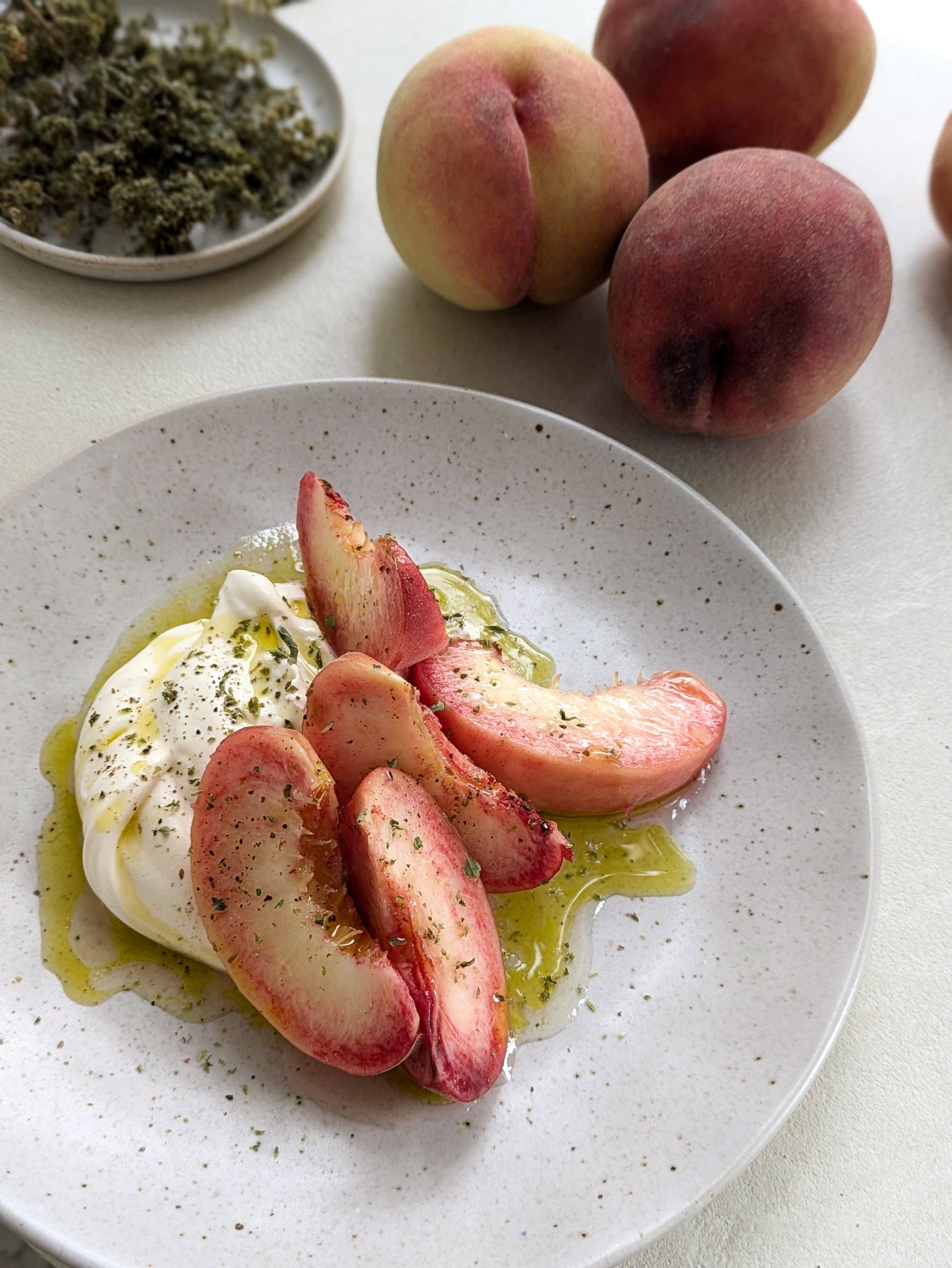 Peaches & cream with olive oil